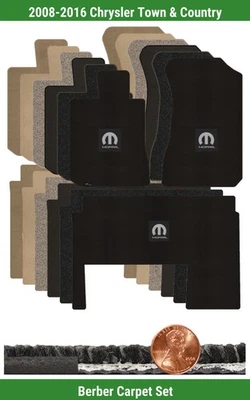 Conjunto de tapete berbere personalizado para '08-16 Chrysler Town & Country com logotipo (3 peças) #IGT - Imagem 1 de 4