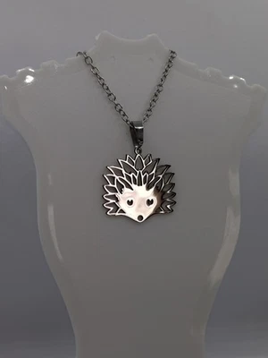 Lindo collar de erizo plata pulida acero inoxidable joyas para damas y niñas Foto 1 de 4