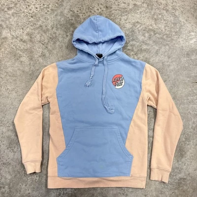 Moletom com capuz Santa Cruz masculino pequeno azul rosa colorblock gráfico skate - Imagem 1 de 4