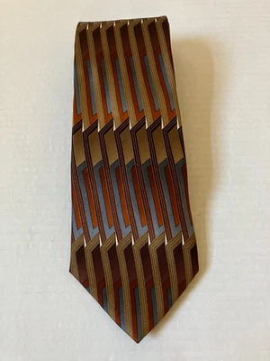 Corbata Art Deco flecha de seda abstracta para hombre marrón dorado 3 7/8 x 59 Foto 1 de 4