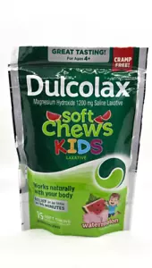 Dulcolax Kids Soft Chews Saline Laxative Watermelon Gentle 1200mg 15 Ct  08/26 - Picture 1 of 2