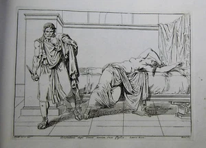 1821 HISTORIA GRECA:Bartolomeo PINELLI.Tav .10 Bulino/Rame.Aristodemo uccide .. - Imagen 1 de 1