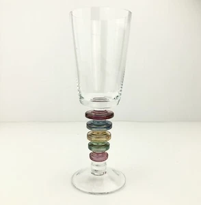 Block CARNIVAL Crystal Wine Glass Crystal with Ringed Stem of Multiple Colors - Picture 1 of 11