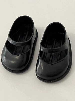 Jolie Paire De Chaussures Noires À Crampons ￼Poupée Marcheuse Balla Gégé Raynal - Photo 1/4