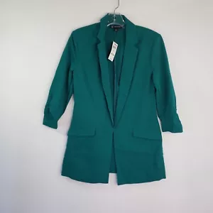 INC International Concepts Blazer Jacket Women's Small Quetzal Green Notch Lapel - Picture 1 of 14