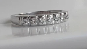 18k White Gold Natural Diamonds Wedding Band - Picture 1 of 5