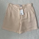 & Other Stories Linen Shorts Pale Pink Beige Sz 42 High Waist Tailored With Tags