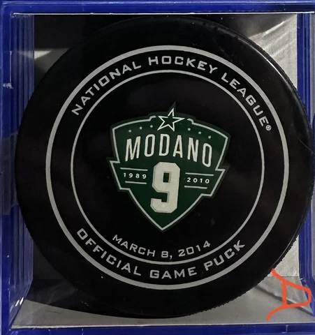 Dallas Stars #9 Mike Modano 03/08/2014 (Jersey Retirement) Official Game Puck Cover