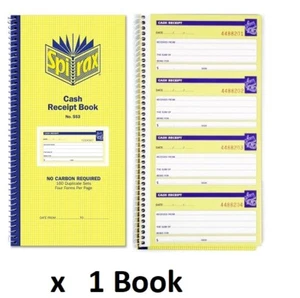 Spirax 553 Cash Receipt Book 279mm x 144mm Carbonless Duplicate 55230 x 1 - Picture 1 of 1