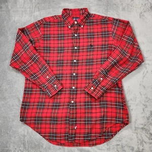 Camisa Polo Ralph Lauren Franela Para Hombres L Botones Calce Clásico Cuadros Acogedora Roja - Imagen 1 de 13