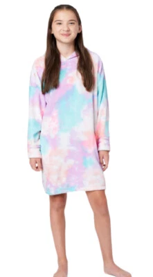 Camisón Justice Girls Pijama de gran tamaño Camisa para dormir Rosa Tie Dye Sudadera con capucha L/XL Foto 1 de 4