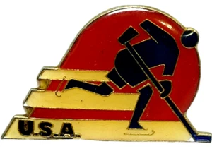Olympische Spiele Wintersport Hockey Mütze Pin Vintage Pin Pinback Brosche (B27) - Bild 1 von 2