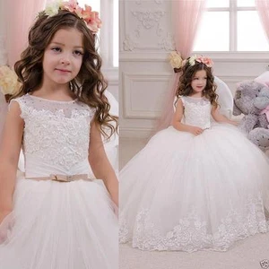 New Princess Flower Girl's Dresses Ruffles Ball Gown Girl's Gowns For Wedding - Picture 1 of 3