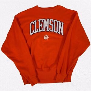 Vintage Clemson University 2XL Crewneck Sweatshirt Embroidered Logo Orange XXL