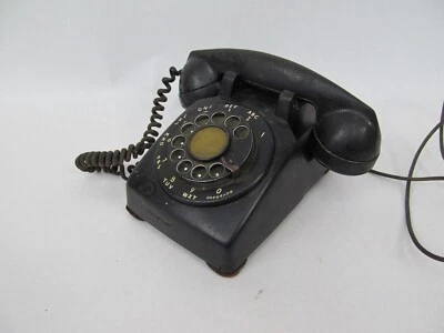 Teléfono de escritorio giratorio negro Bell Systems vintage Foto 1 de 3