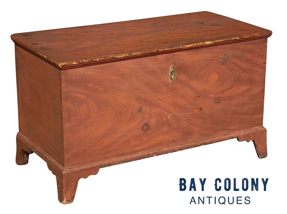 ANTIGUA CAJA MANTA PINTADA GRANO CAOBA IMITACIÓN CHIPPENDALE PENNSYLVANIA Foto 1 de 4