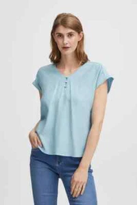FRHOT BL1 Fransa Blue Viscose Summer V Hole Blouse summer top S-XXL BNIP RRP £35 - Picture 1 of 11