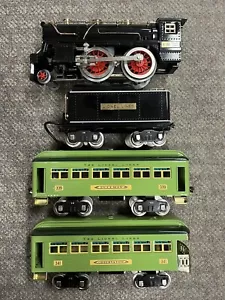 + Lionel MTH Standard Tinplate Black 384 Steam Engine 2 Car Passenger Set PS.2 - Picture 1 of 9