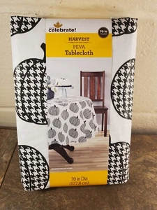 Celebrate - Brand New Vinyl Tablecloth Harvest Pumpkin - 70" Round - Picture 1 of 5