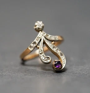 Viktorianischer Jugendstil Imperial 56/14K Gold Ring Altschliff Diamanten... - Bild 1 von 13