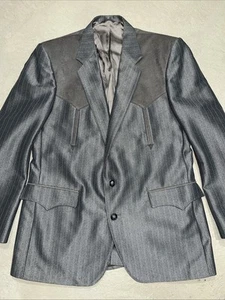Circle S Dallas Texas Vintage Western 2 Button Sport Coat Blazer Mens 42R Gray - Picture 1 of 8