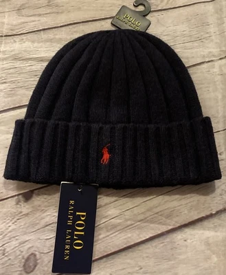 Polo Ralph Lauren AZUL Puños Mezcla Lana Gorro Invierno Sombrero Talla Única Nuevo con Etiquetas Foto 1 de 4