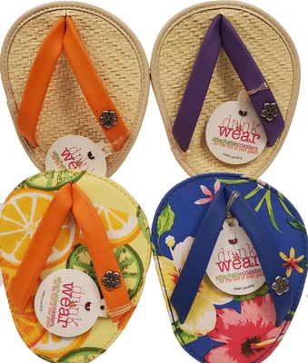 Sandália de praia Drink Wear conjunto temático de 4 porta-copos NOVO COM ETIQUETAS - Imagem 1 de 4