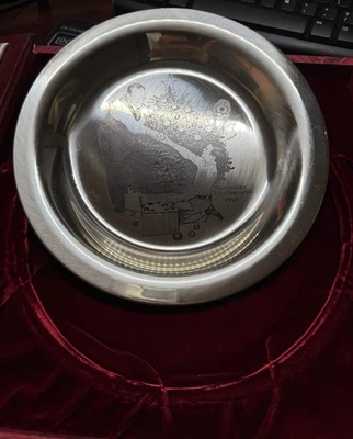 Placa de plata Norman Rockwell 'Trimming the Tree' Franklin Mint 1973 certificado de autenticidad Foto 1 de 4