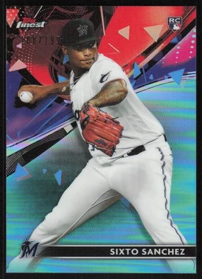2021 Topps Finest Aqua Refractor #47 Sixto Sanchez /199 Miami Marlins - Image 1 of 2