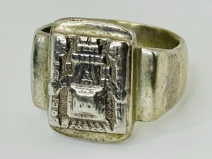 Vintage Peruvian 900 Silver Machu Picchu Inca Design Signet Ring Sz. 6.75 - 10g - Picture 1 of 12