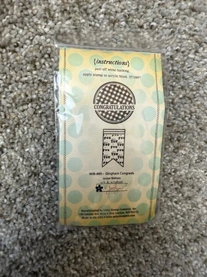 Unity Stamp Company “Gingham Congrads” Unmounted Red Rubber Repositional Stamp - Image 1 of 2