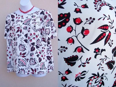 Talbots Plus NEW $90 Red Black White top plus size 2x cherry berry blouse shirt - Image 1 of 4