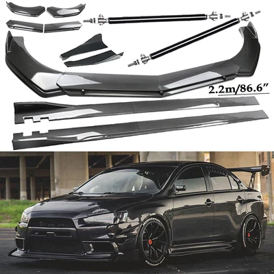 Carbon Fiber Front Bumper Lip Spoiler Side Skirt Body Kits For Mitsubishi Lanc Foto 1 de 4