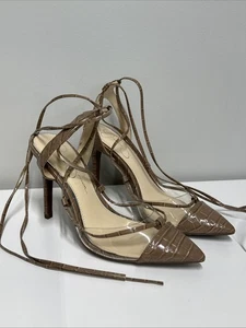 Jessica Simpson Hoyra Pump 7M Croc Print Ankle Wrap Heels Shoes - Picture 1 of 19