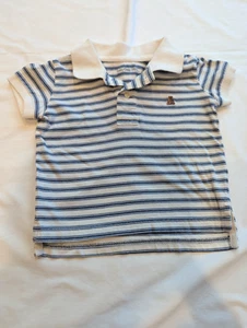 Camisa polo de manga corta Baby Gap para niños pequeños rayas blancas y azules marinas 12-18 MO - Imagen 1 de 5