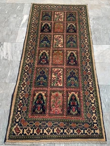3x7 ft Vintage Afghan Handwoven Runner Rug Hallway Stairs Wool Runner Red Rug - Picture 1 of 14