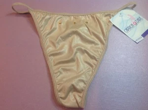 Women Panties,Thongs"CAPRICIA O'DARE" Size 10 Beige Leather Look W/Decorations - Picture 1 of 5