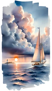 Aquarell-Segelschiff Fine Art Print 30 x 55 cm - Bild 1 von 1