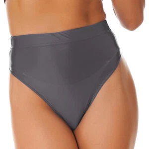 Womens Glossy High Cut Bikini Bottom Briefs Low Rise Solid Panties Underwear - Picture 1 of 107