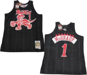 1998-99 Tracy McGrady #1 Raptors Mens Mitchell & Ness Swingman Black Jersey $130 - Picture 1 of 10