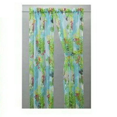 Cortina Sea Life 2 Paneles IKEA Korral Rev 59x89" Corbatas Coral Arrecife Peces Cortina Foto 1 de 4