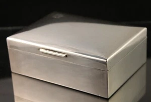 Antike deutsche .800 Silber Humidor Zigarettendose Zeder gefüttert WILHELM BINDER - Bild 1 von 18