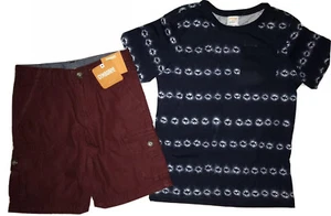 Gymboree boys size 5T Deep Red Cargo shorts Navy White t shirt nwt - Picture 1 of 8