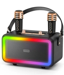 BIGASUO-Karaoke Machine with 2 Wireless Microphones, Portable Bluetooth Speakers - Picture 1 of 9