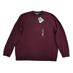 Club Room Mens Solid Crewneck Merino Wool Blend Sweater Burgundy 2XL - Picture 1 of 4