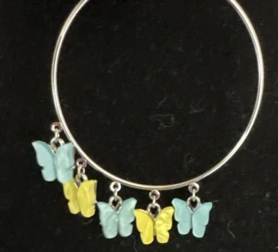 Pendientes de aro de plata J CREW con mariposas colgantes amarillo turquesa NUEVOS ❤️291x3 Foto 1 de 4