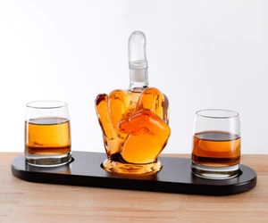 1L Middle Finger Wine Liquor Whiskey Scotch Glass Decanter Funny Bar Decor Gift - Bild 1 von 5