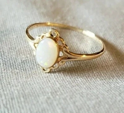 2Ct Oval Cut Simulated Fire Opal Women's Wedding Ring In 14K Yellow Gold Plated - Image 1 of 4