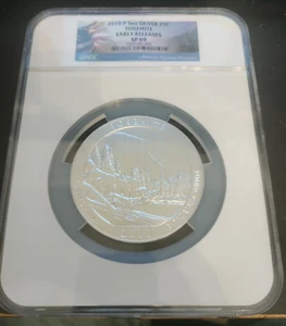 2010-P 5 oz Silver 25C YOSEMITE ATB - SP 69 NGC ER Flag Label - Picture 1 of 4