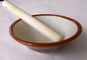 Mortar&Pestle Set Suribachi Mini Grinding Bowl Japan Food ShabuShabu Tonkatsu